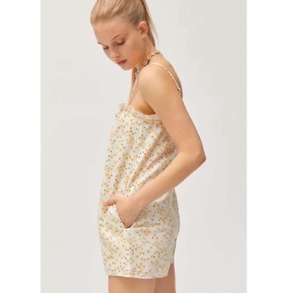 Urban Outfitters UO White Sunflower Printed Romper S